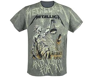 Metallica ... and Justice For All - Neon Backdrop Hombre Camiseta Gris Marengo 100% algodón Regular