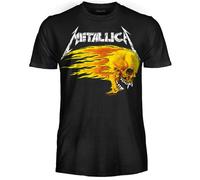 Metallica Camiseta Pushead Flaming Skull. Camiseta Rock Oficial. Banda Heavy Metal. Camiseta Unisex Adulto Niño., Flaming Skull, XXL