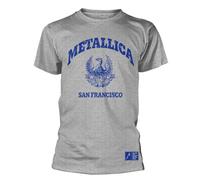 Metallica 'College Crest' (Gris) Camiseta - ¡NUEVO Y OFICIAL