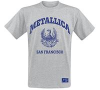 Metallica Camiseta College Crest Hombre Gris 90% algodón 10% poliéster Estampado frontal Talla S