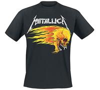 Metallica Camiseta Flaming Skull Tour Hombre Negro M
