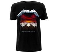 Metallica Camiseta Master of Puppets Tracks para hombre Negro (Black Black) Talla M
