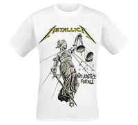 Metallica Camiseta Justice Hombre Blanco M 100% algodón Estampado delantero y trasero Corte regular