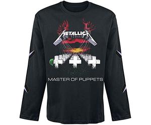 Metallica Master of Puppets Hombre Camiseta Manga Larga Negro 100% algodón Regular