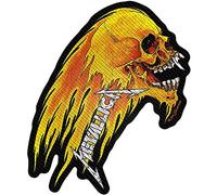 Metallica Parche de calavera flameante con logotipo oficial cosido en talla única