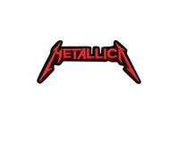 Metallica - Parche de metal con bordado para planchar, color rojo y plateado