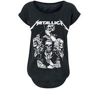 Metallica S&M2 Skull Tux Mujer Camiseta Negro S 100% algodón Ancho