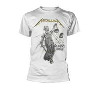Metallica T Shirt Justice Album Cover Band Logo Official Mens White