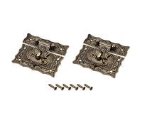 METALLIXITY Caja Aldaba Cierre (68x58mm/2,68"x2,28") 2uds, Zinc Aleación Cofre Cierre decorativo Pestillo con Tornillos - para Muebles Madera Caja Estuche, Bronce Tono