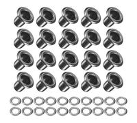 METALLIXITY Ojales con Arandelas (8 X 4 X 7 mm) Paquete 100, Cobre Ojal Kit Cromo Chapado - para Cuero Lienzo Ropa DIY Artesanías Fabricación, Oscuro Gris