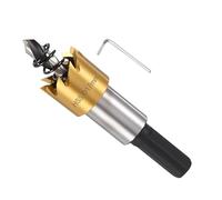 METALLIXITY Sierra Perforadora 17mm, M2 HSS Sierra Taladro con Llave Hexagonal, Punta Guía y Resorte para Taladrar Agujeros, Metal Medioduro, Placas de Plástico y Tableros de PVC, Dorado