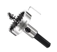 METALLIXITY Sierra Perforadora 40mm, 4341 HSS Sierra Taladro con Llave Hexagonal, Punta Guía y Resorte para Taladrar Agujeros, Metal Suave Placas de Plástico y Tableros de PVC, Plateado