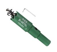 METALLIXITY Sierra Perforadora Bimetálica 16mm, M42 HSS Sierra Taladro con Llave Hexagonal, Punta Guía y Resorte para Taladrar, Chapa Metálica, Placas de Plástico y Tableros de PVC, Verde