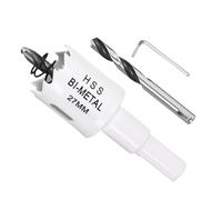 METALLIXITY Sierra Perforadora Bimetálica 27mm, M42 HSS Sierra Taladro con Llave Hexagonal, Punta Guía y Resorte para Taladrar, Chapa Metálica, Placas de Plástico y Tableros de PVC, Blanco