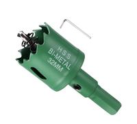 METALLIXITY Sierra Perforadora Bimetálica 32mm, M42 HSS Sierra Taladro con Llave Hexagonal, Punta Guía y Resorte para Taladrar, Chapa Metálica, Placas de Plástico y Tableros de PVC, Verde