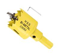 METALLIXITY Sierra Perforadora Bimetálica 33mm, M42 HSS Sierra Taladro con Llave Hexagonal, Punta Guía y Resorte para Taladrar, Chapa Metálica, Placas de Plástico y Tableros de PVC, Amarillo