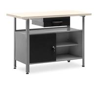 METALLMOBELL - Banco de Trabajo Profesional | 120x60x84cm, Cajón y Armario con Llave | Mesa de Trabajo Taller, Banco de Trabajo Taller, Mesa Trabajo, Banco de Carpintero, Banco Herramientas -MB007