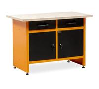 METALLMOBELL - Banco de Trabajo Profesional | 120x60x84cm, Cajones y Armario con Llave | Mesa de Trabajo Taller, Banco de Trabajo Taller, Mesa Trabajo, Banco de Carpintero, Banco Herramientas MB06N