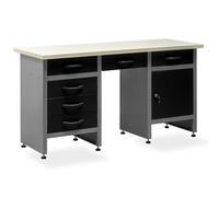 METALLMOBELL - Banco de Trabajo Profesional | 160x60x84cm, Cajones y Armario con Llave | Mesa de Trabajo Taller, Banco de Trabajo Taller, Mesa Trabajo, Banco de Carpintero, Banco Herramientas -MB09G
