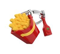 Metalmorphose - Llavero de cono de patatas fritas y Ketchup, llavero Fun, Fastfood - Regalo original para hombre y mujer, rojo, talla única