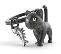 O meta[l]morphose METALMORPHOSE - Llavero de gato negro con ojos fosforescentes - Regalo infantil, hombre y mujer, Negro, talla única, Contemporáneo
