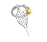 Metalmorphose - Llavero de metal 3D de tenis - pasión deportiva, regalo para hombre, regalo para mujer, plata, talla única, Contemporáneo