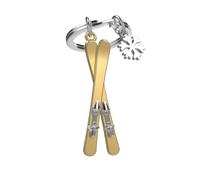 Metalmorphose - Llavero de metal 3D par de esquí y sonido de copo - para los amantes de los deportes de invierno - MTM151-01, dorado, talla única, Par de esquí