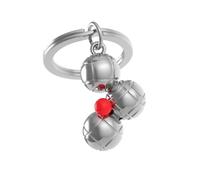 Metalmorphose MTM141 - Llavero con bolas de petanca plateadas y cerdito rojo, Plateado, Rojo, 7,5x3,5x1,5, Retro, Europeo, Clásico o Contemporáneo