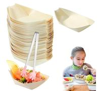MetalNuts - 100 cuencos desechables de bambú para fingerfood con clips