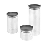 Metaltex Aroma Line - Juego de 3 tarros de cristal (450/1000/1500 ml, resistentes, apilables)