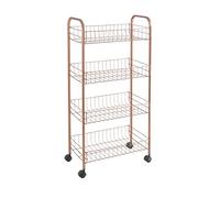 Metaltex ASCONA COPPER - Carro Multiuso con Ruedas. 4 Cestas. Color COBRE. 85x42x26 cm