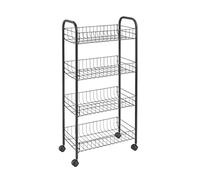 Metaltex ASCONA LAVA - Carro Multiuso con Ruedas. 4 Cestas. Color Negro. 85x42x26 cm