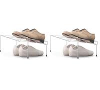 Metaltex CIPOK - Zapatero Doble y 2 Niveles (4 Pares) Plastificado. Color Blanco. Dimensiones: 42 x 24 x 17 cm (Paquete de 2)