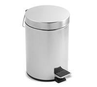 Metaltex Cubo Pedal Redondo INOX. 20 LTS, Acero Inoxidable, Negro, 20 l