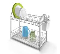 Metaltex ESCURREPLATOS Escurridor Double Tex con Bandeja y Cubertera, Metal, Blanco, 45x23x37