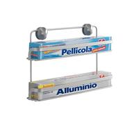 Metaltex EUREKA - Soporte Doble para Papel Film/Aluminio. Acabado POLYTHERM color Gris. Dimensiones: 33x7x20cm