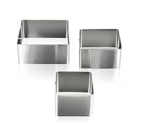 Metaltex Juego 3 MOLDES Cuadrados para EMPLATAR Ø6-8-10x4,5 CMS, Acero Inoxidable, Estandar
