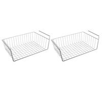 Metaltex Juego de 2 unidades de cesta de alambre para debajo de la encimera. Cesta de alambre para debajo de los gabinetes de la cocina. Organizador de cocina, baño, despensa, armarios, oficina,