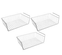 Metaltex Juego de 3 cestas de alambre para debajo de la encimera. Cesta de alambre para debajo de los gabinetes de la cocina, el baño, la despensa, los armarios, la oficina, ahorra espacio, multiusos,