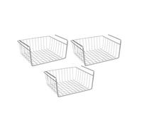 Metaltex Juego de 3 unidades de cesta de alambre para debajo de la encimera. Cesta de alambre para debajo de los gabinetes de cocina. Organizador de cocina, baño, despensa, armarios, oficina.