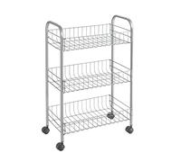 Metaltex Carro multiuso LUGANO – 3 cestas con ruedas Gris 64x42x26 cm