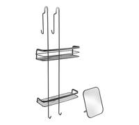 Metaltex ORIGIN LAVA - Estante Doble MAMPARA con Espejo. Color Negro. Acabado exclusivo Touch-Therm