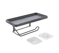 Metaltex ORIGN LAVA - Dispensador de Papel higiénico con Estante U-Fix. Acabdo TOUCHTHERM color negro