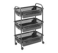 Metaltex OSLO LAVA - Carro Multiuso 3 Estantes. Acabado TOUCHTHERM. Color Negro