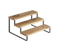 Metaltex Serie York - Especiero Escalera 3 Alturas. Recubrimiento Exclusivo Lava y Madera de Acacia. Dimensiones Unidad 27x23x13 cm