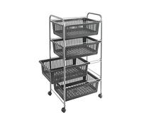 Metaltex SUPERJUMBO - Carro Multiuso con Ruedas. 4 Cestas. Color GRIS. 76x46x35 cm