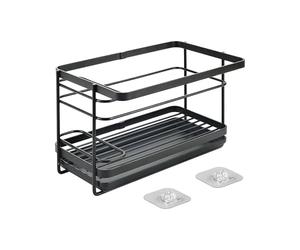 Metaltex TOKYO LAVA - Organizador Fregadero con Ganchos Transparentes Adhesivos. Acabado TOUCHTHERM color Negro.