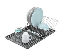 Metaltex WING TEX - Escurreplatos con ala abatible y bandeja. Acabado POLYTHERM color Gris. Dimensiones: 50x31x11cm