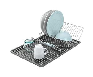 Metaltex WING TEX - Escurreplatos con ala abatible y bandeja. Acabado POLYTHERM color Gris. Dimensiones: 50x31x11cm