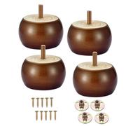 Metany 4 Patas de Madera para Muebles, Patas de Muebles de 5 cm con Perno, Patas de sofá de Nogal, Patas de Repuesto para Patas de Banco de Piano, Mesa de café torneada (Nogal Redondo)